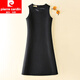 皮爾卡丹（pierre cardin）毛呢背心裙顯瘦百搭馬甲裙無袖連衣裙女秋冬新款百搭打底裙a字裙 黑色 XL 建議110-120斤