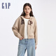 Gap女裝碳素軟磨抓絨大字母logo連帽衛(wèi)衣上衣634420 奶咖色 170/88A(L) 亞洲尺碼