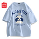 名創(chuàng  )優(yōu)品（MINISO）短袖t恤男夏季鹽系男友風(fēng)bf設計感小眾冰川藍色半袖精梳棉吸汗T恤 【100%純棉】冰川藍(大熊貓先森) L 175 (名創(chuàng  )優(yōu)品 品控嚴格)