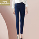 小護士牛仔褲女士冬季加厚磨毛保暖褲高腰外穿抓毛鉛筆褲高彈修身小腳褲 牛仔藍 XL 175/105 (120斤到150斤左右）