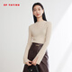 EP雅瑩[阿拉善純羊絨]女裝 無(wú)縫一體半高領(lǐng)針織衫 商場(chǎng)同款9915A 米色 L