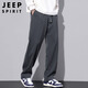 JEEP SPIRIT吉普休閑褲男春夏季韓版闊腿褲子男士垂感直筒褲 深灰 L