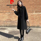 皮爾卡丹（pierre cardin）官方品牌旗艦女裝毛呢大衣女中長款毛呢時尚休閑雙面毛呢冬季加厚 黑色 XL 125-140斤