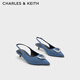 CHARLES&KEITH馬蹄扣Gabine矮跟涼鞋女七夕禮物SL1-61900013 Blue藍(lán)色 38