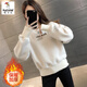 啄木鳥(niǎo)棉衛衣女2025秋冬新款韓版短款加絨加厚寬松百搭小個(gè)子套頭上衣 杏色 L 建議【100-120斤】