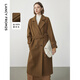 朗姿純羊毛雙面呢法式高級感中長(cháng)款毛呢外套冬季通勤大衣新款 深咖色 L