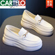 卡帝樂鱷魚（CARTELO）真皮厚底小白鞋女款2025皮鞋內(nèi)增高女鞋子春夏休閑樂福鞋單鞋 白色 37