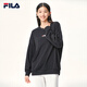 FILA 斐樂(lè)女裝衛(wèi)衣男女同款套頭衛(wèi)衣秋冬情侶款休閑加絨保暖長(zhǎng)袖上衣 正黑色-BK 160/84A/XS