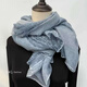 馨護士亞麻色蕾絲禮物薄款圍巾女冬季披肩春秋洋氣時(shí)尚圍脖絲巾純色紗巾 藍色(相思拼接亞麻圍巾)