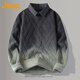 吉普（JEEP）美國正品厚款襯衫領(lǐng)假兩件毛衣男秋冬季漸變寬松套頭針織毛衫外套 綠色 厚款 【官方正品】 XL 【適合145斤左右】