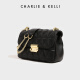 CHARLIE&KELLI CK品牌包包女包2024新款送女友生日礼物链条菱格小方包单肩斜挎 黑色