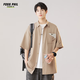Foss Phil短袖襯衫男夏季薄款工裝休閑潮流寬松五分半袖男襯衣FPCS7淺咖L