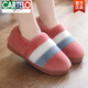 卡帝樂(lè )鱷魚(yú)（CARTELO）棉拖鞋女厚底冬季情侶居家室內防滑地板保暖毛絨家用拖鞋男2025年 三色全包-皮紅 37-38  適合38-39腳穿