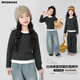 moonkids女童T恤2025新款秋季春秋上衣兒童打底衫長(cháng)袖t洋氣小女孩童裝秋裝 19589深灰色T恤 110 cm