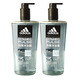 阿迪達斯（adidas）Adidas阿迪達斯男士三合一沐浴600ml大瓶裝洗發(fā)潔面沐浴清爽留香 三合一熱情沐浴露600ml*2瓶裝