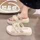 咿靚影兩穿涼拖鞋夏季外穿ins潮2024新款時(shí)尚珍珠仙女風(fēng)配裙子厚底涼鞋 主圖款 38-39 【適合37-38】