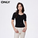 ONLY秋季氣質(zhì)淑女百搭顯瘦掛脖綁帶修身T恤女|124101003 H1Z 黑色 165/84A/M