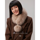 Lagur高版實(shí)用|「雙面皮草」本色大狐貍毛圍脖磁吸毛領(lǐng)圍巾保暖冬季女 卡其 13*56cm