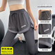 眺德高假兩件運動(dòng)褲女春夏跑步健身褲高腰提臀收腹彈力緊身運動(dòng)褲緊身褲 灰色L【推薦110-125斤】