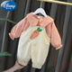 迪士尼（Disney）女童背帶褲春秋套裝春季洋氣兒童衣服早春女寶小童裝一歲寶寶春裝 粉色 80 cm(80cm)