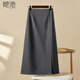 她池過(guò)膝中長(cháng)裙2025秋裝新款女裝時(shí)尚開(kāi)衩通勤高腰半身裙