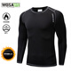 沃薩維（WOSAWE）秋冬季騎行服加絨保暖內(nèi)衣套裝排汗透氣彈力山地自行車貼身打底衫 黑灰色上衣（秋冬-抓絨款） 2XL （適合90-100公斤）