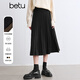 百圖betu女裝冬季新款半身裙遮垮顯瘦針織百褶裙裙子女2410T77 黑色 L