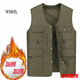 口旋春秋冬中老年馬甲男士背心坎肩多口袋加絨加厚保暖馬夾休閑爸爸裝 加棉口袋/款綠色 加厚 均碼 中號/建議120斤-145斤
