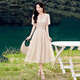 佰藍(lán)嬌溫柔風(fēng)連衣裙女2024夏季新款杭州高端氣質(zhì)品牌小個子仙女裙子夏天 米色 M