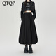 QTQP花苞裙半身裙女2025夏季新款學(xué)生高腰中長(cháng)款A字燈籠寬松蓬蓬裙 黑色 薄款 M 推薦95-110斤