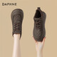達(dá)芙妮（DAPHNE）厚底板鞋女休閑加絨冬季新款秋冬女鞋運動學(xué)生百搭冬雪地棉鞋 棕色  加絨 跟高5.8cm 37 (235mm)
