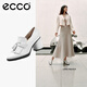 愛步（ECCO）高跟鞋女 優(yōu)雅流蘇深口牛皮粗跟正裝單鞋女  雕塑奢華222663 亮白色22266301002 37