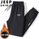 JEEP SPIRIT吉普運(yùn)動(dòng)褲男春秋季休閑中青年純色冬款寬松 黑色束腳加絨 3XL