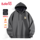班尼路（Baleno）衛衣男秋冬季加絨加厚保暖長(cháng)袖外套青少年潮牌個(gè)性字母休閑帽衫