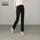 婭麗達高彈薄款休閑直筒褲女夏季新款九分褲子百搭顯瘦黑色西裝褲 黑色(A0) 29