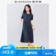 佐丹奴裙子女夏季純色極簡風(fēng)側(cè)腰帶圓領(lǐng)短袖連衣裙女05465485