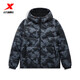特步（XTEP）門(mén)店同款羽絨服男冬季新款滿(mǎn)印防風(fēng)保暖連帽外套運動(dòng)休閑男裝 正黑色 M
