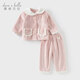 戴維貝拉（DAVE＆BELLA）冬裝新款童裝女童家居服套裝寶寶保暖衣服牛奶絨小童睡衣兩件套 粉色【現(xiàn)貨】 100 cm（建議身高90-100cm）