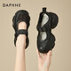 達(dá)芙妮（DAPHNE）厚底網(wǎng)面鞋女透氣休閑瑪麗珍鞋夏季新款百搭增高學(xué)生板鞋涼鞋 黑色 單層 6cm 36 (230mm) 標(biāo)準(zhǔn)碼