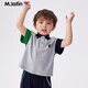 M.Latin/愛(ài)吃蘋(píng)果的小精靈馬拉丁童裝T恤夏款男女小童POLO領(lǐng)短T 淺雜灰 90