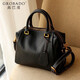 高巴度（GORBADO）時(shí)尚真皮波士頓枕頭包包2026新款潮頭層牛皮女神節手提包斜挎女包 黑色