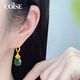 COISE925銀耳環(huán)女翡翠水滴玉石耳飾時尚銀飾復(fù)古耳墜送媽媽生日禮物 925銀翡翠水滴耳環(huán)一對
