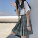 HERAGAIA川町香jk制服百褶半身格裙2025夏套裝格子正版學院風學生校服短裙 31竹取格裙+短袖襯衫+領(lǐng)結(jié) M （推薦90斤-100斤）