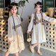 韞舜女童長(zhǎng)袖民族風(fēng)套裝春秋季中大童漢服馬甲古裝連衣裙舞臺(tái)演出服 民族風(fēng)套裝 140 碼