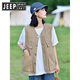 JEEP SPIRIT吉普休閑復(fù)古日系馬甲女夏季薄款外穿搭寬松無袖馬夾坎肩工裝背心 卡其色 男女同款 XL 【120-135斤】