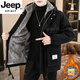 JEEP SPIRIT加絨加厚棉衣男士2025秋冬季牛仔外套青年潮牌保暖印花棉服男裝 8821 3XL 【160-180斤】