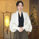 暢印2024新款針織披肩時(shí)尚百搭寬松披肩女秋冬季長(cháng)袖氣質(zhì)開(kāi)衫洋氣外搭 奶白色 小號（80-130斤可穿）
