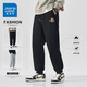 真維斯（Jeanswest）國潮休閑褲男士束腳褲春秋2024款寬松潮牌運動(dòng)青少年320G重磅褲子 黑(JZS龍爭虎斗X) 3XL