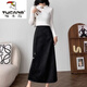 啄木鳥(niǎo)（TUCANO）新中式半身裙女輕國風(fēng)小個(gè)子春秋2025改良版黑色馬面裙高腰a字裙 經(jīng)典黑 收藏優(yōu)先發(fā)貨 XL 115-125斤 