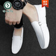 啄木鳥(niǎo)豆豆鞋男英倫2025年新款秋季白色休閑小皮鞋一腳蹬懶人軟底開(kāi)車(chē)鞋 白色 41 此款偏小，請加大一碼買(mǎi)
